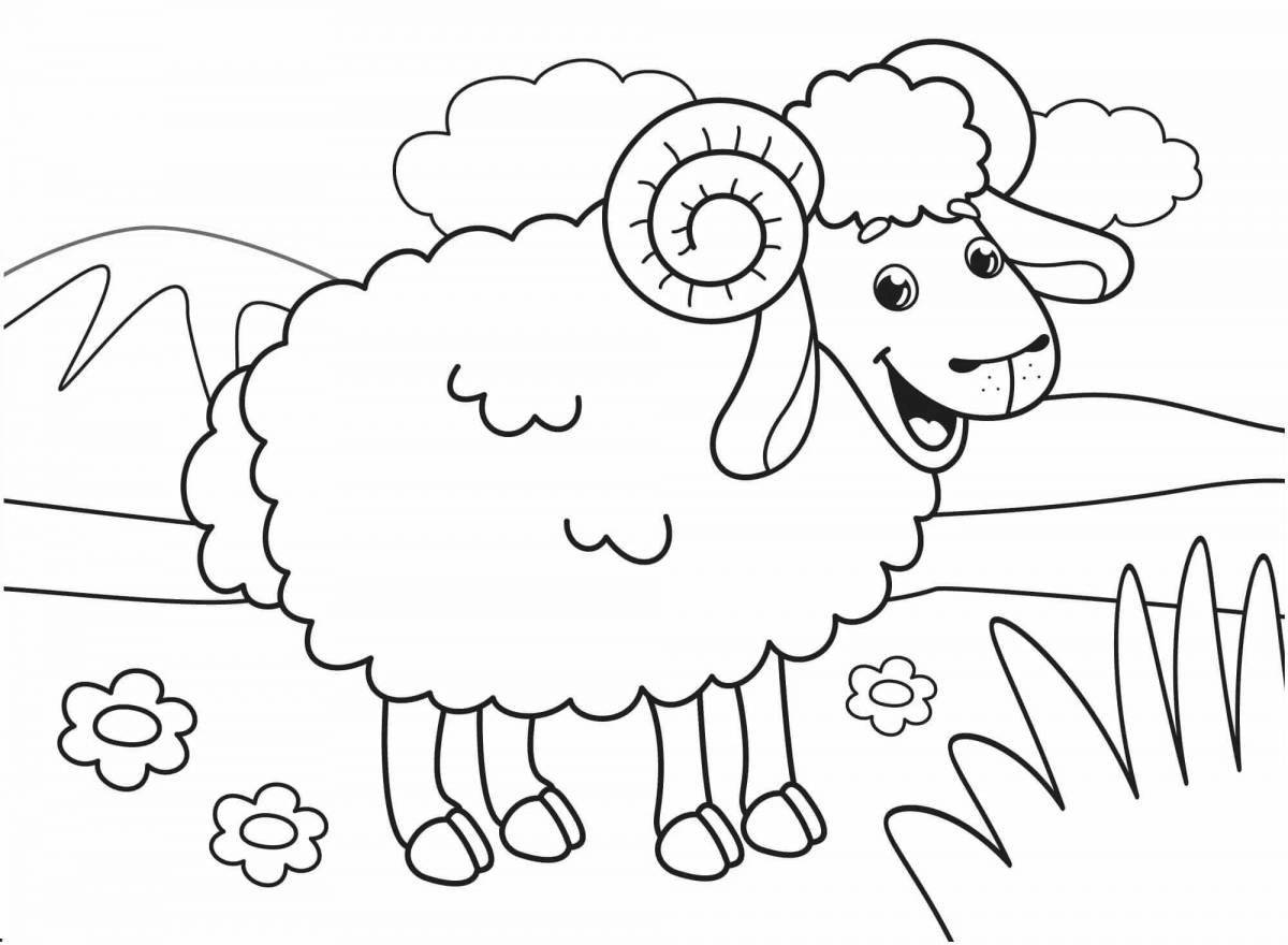 Веселая раскраска овечка для детей 4-5 лет