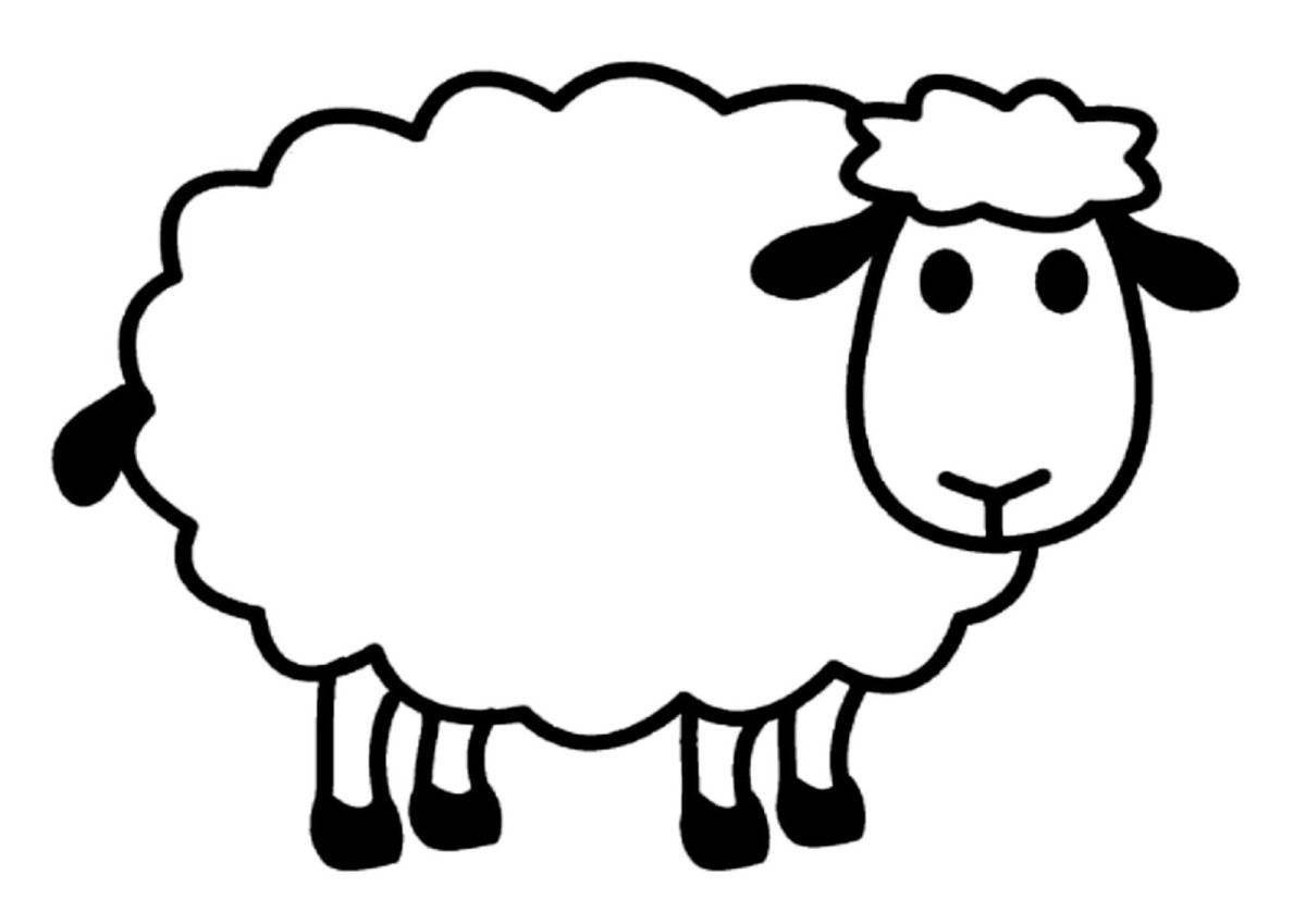 Милая овечка-раскраска для детей 4-5 лет