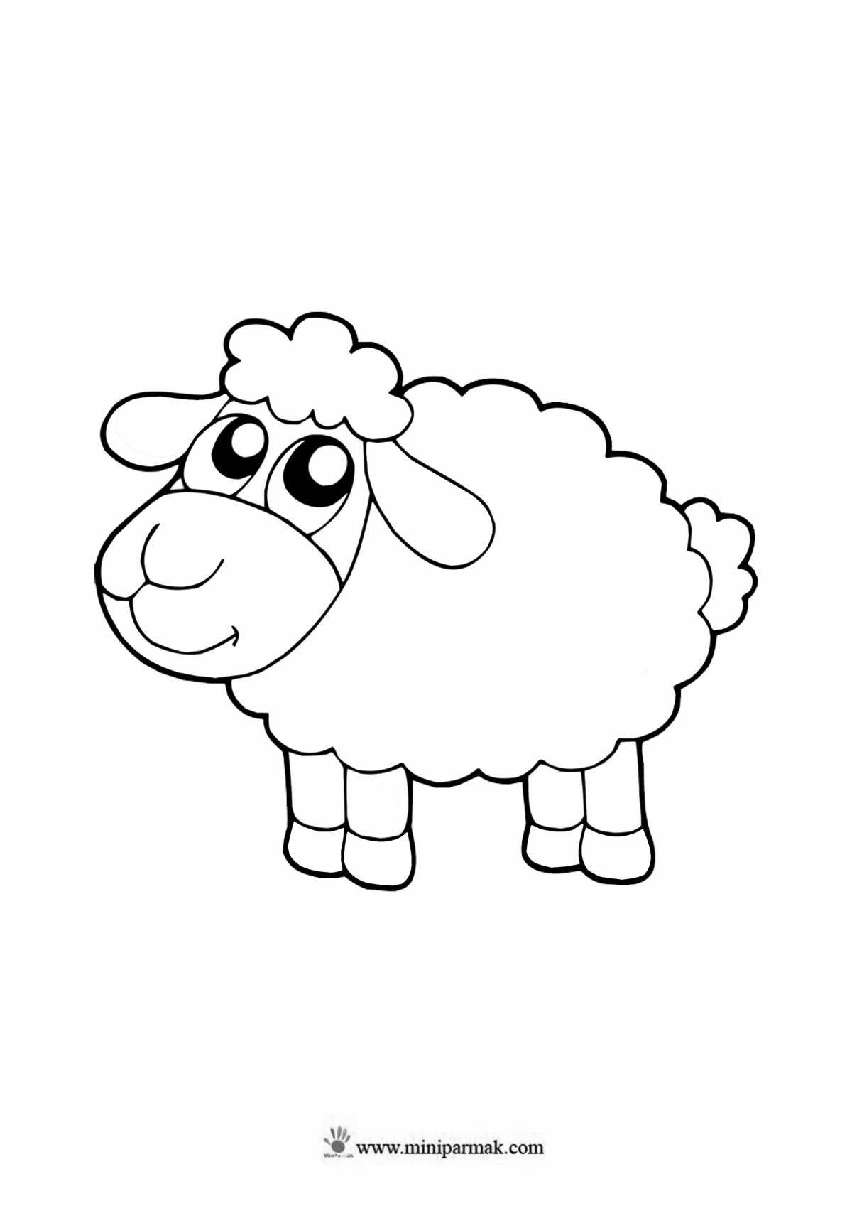 Coloring book happy sheep for children 4-5 years old