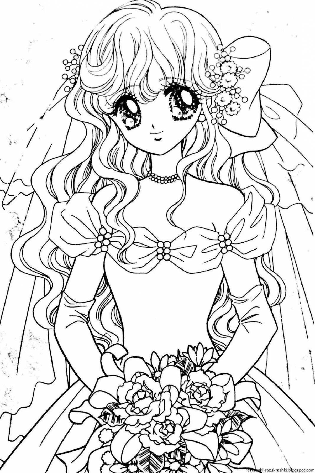 Radiant 15 years anime girls coloring page