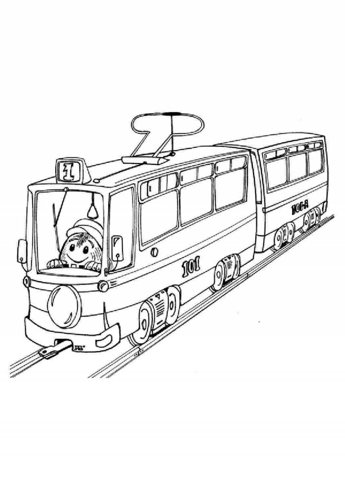 Adorable tram coloring book for preschoolers
