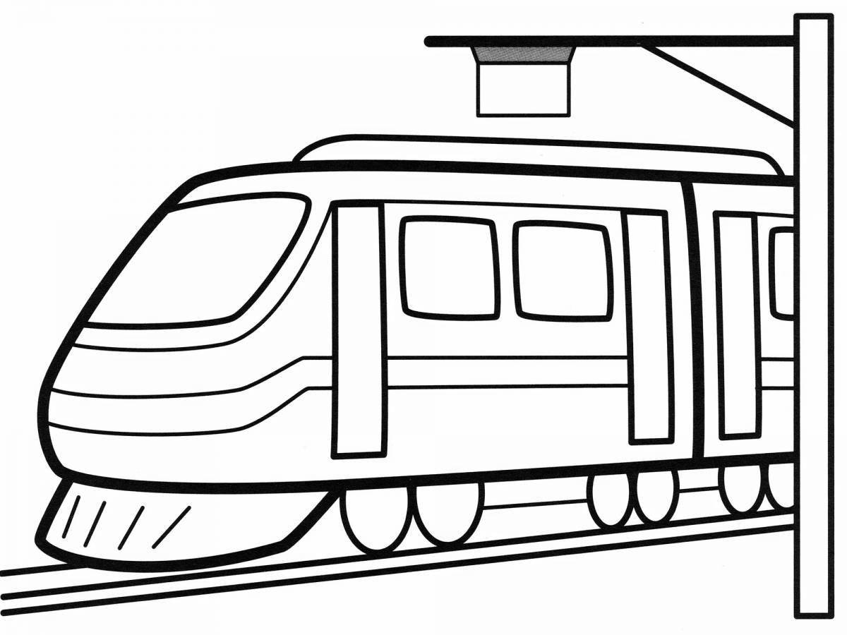Amusing tram coloring for kids