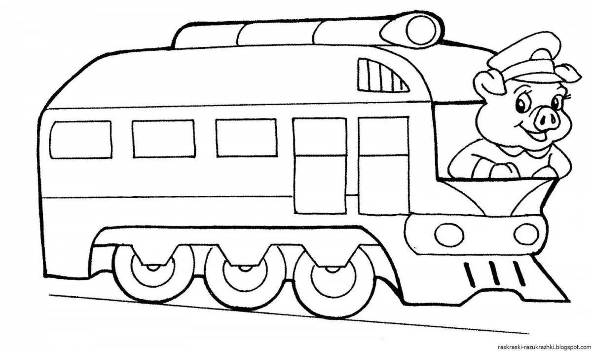 Coloring book jubilant tram for children 4-5 years old