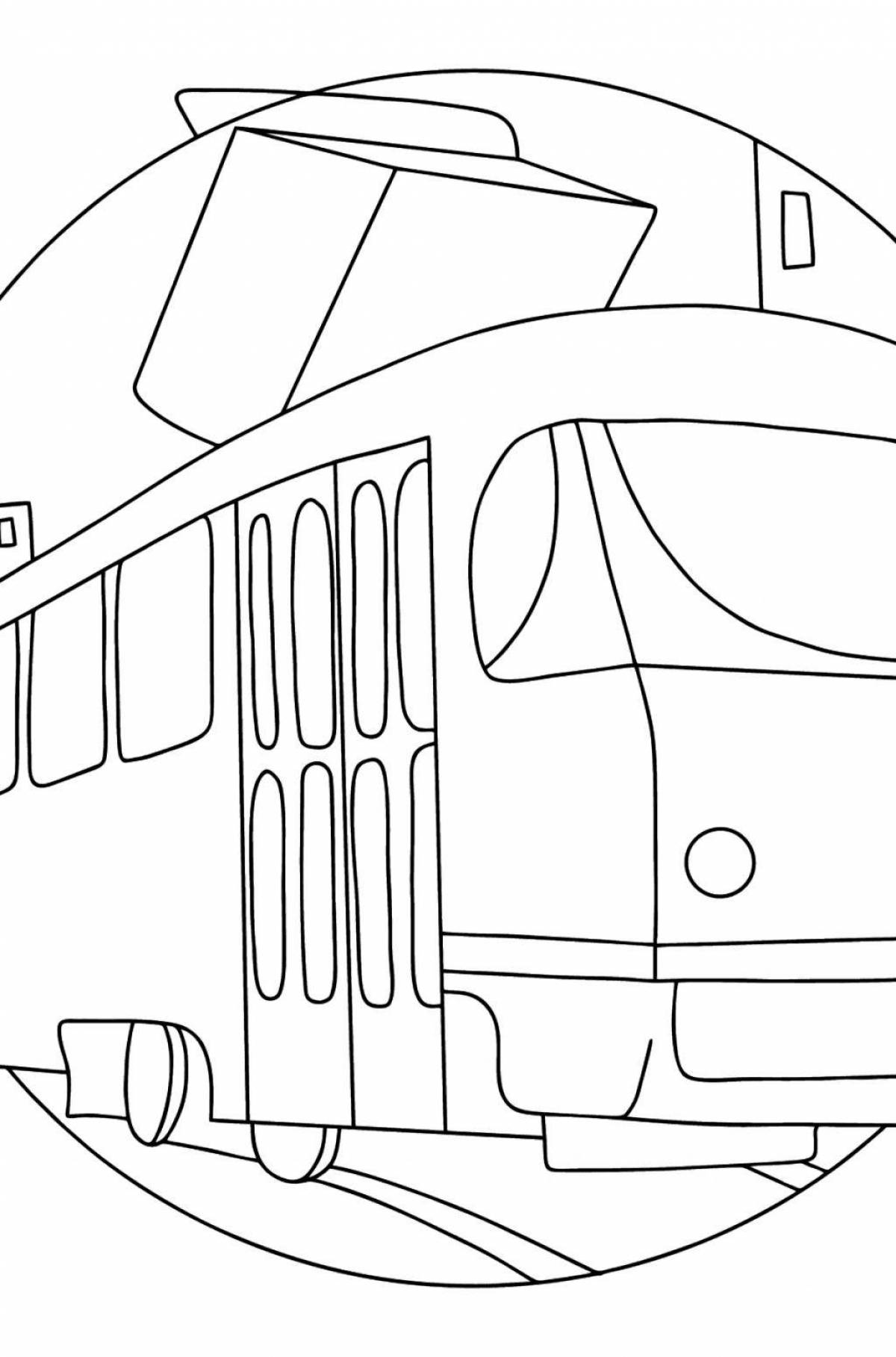 Вдохновляющая раскраска трамвая для pre-k