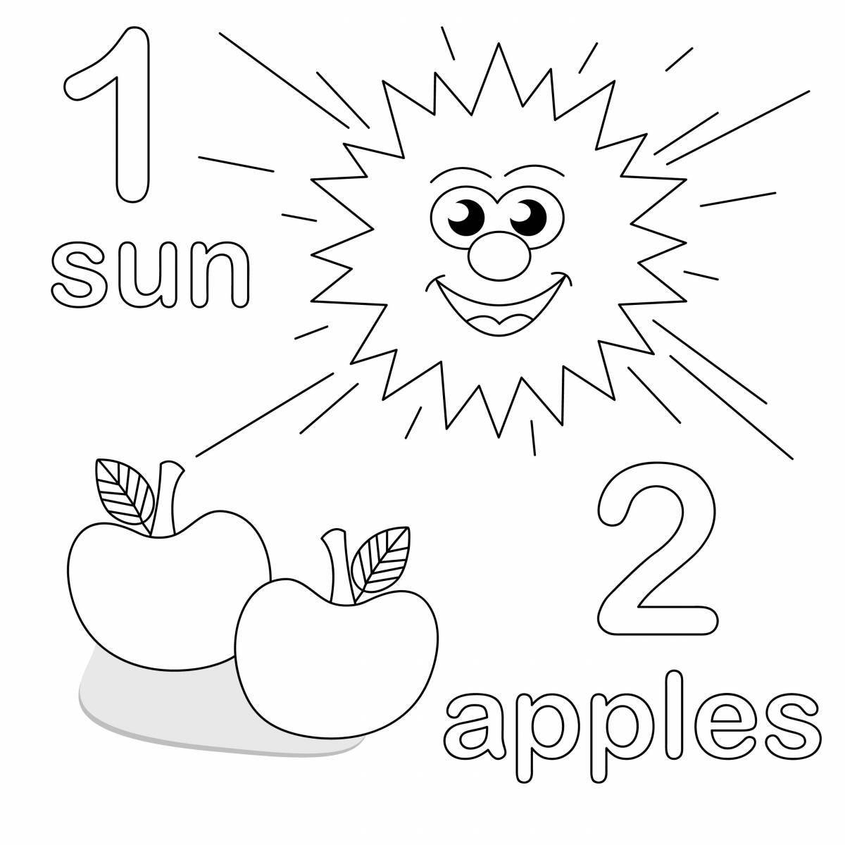 A fun coloring book with English numbers for kids
