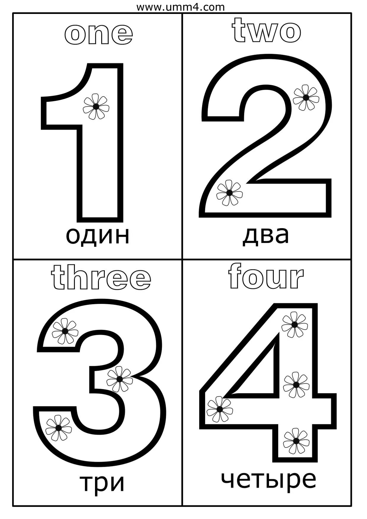 Bright English Numbers Coloring Pages in English for Kids