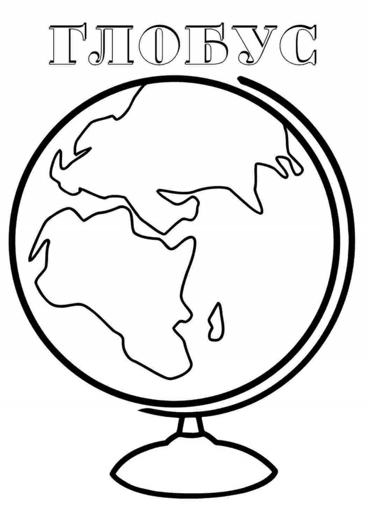 Globe coloring page for 6-7 year olds