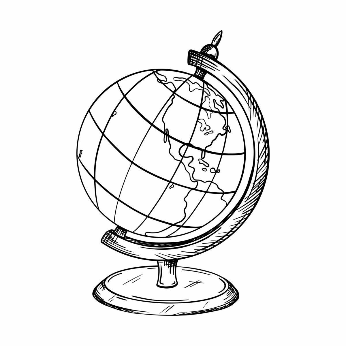 Coloring book playful globe for children 6-7 years old