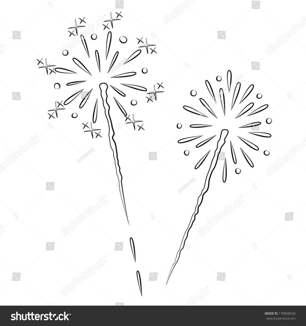 Playful fireworks coloring book for 3-4 year olds