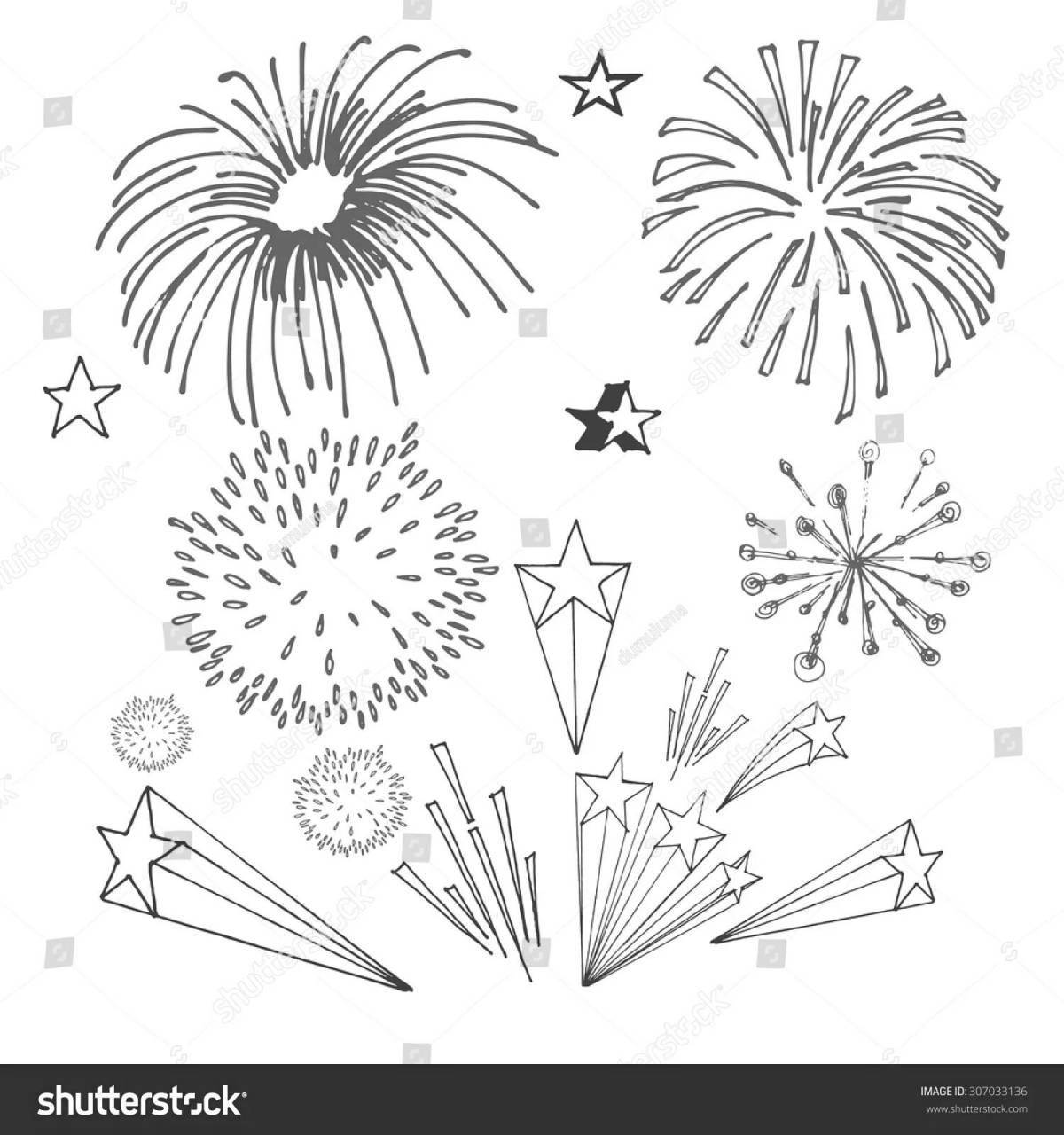 Coloring book joyful fireworks for children 3-4 years old