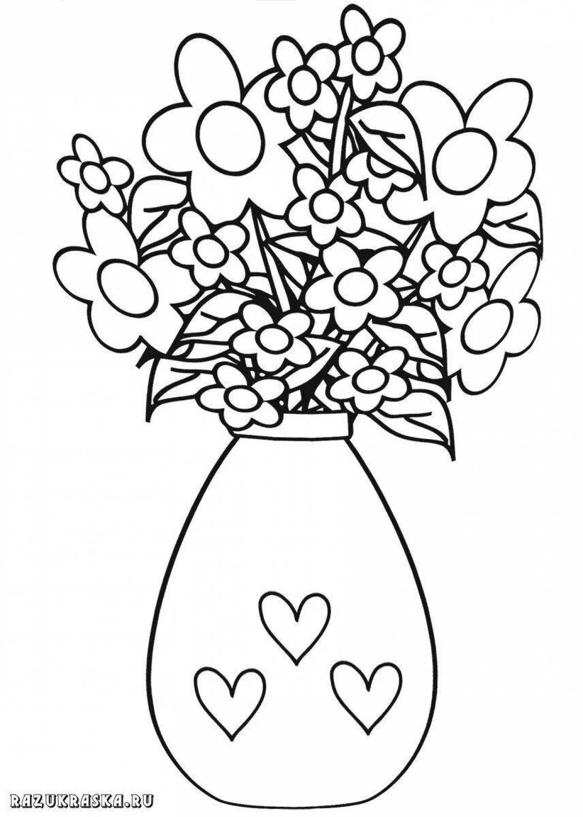 Цветы в вазе раскраска для детей