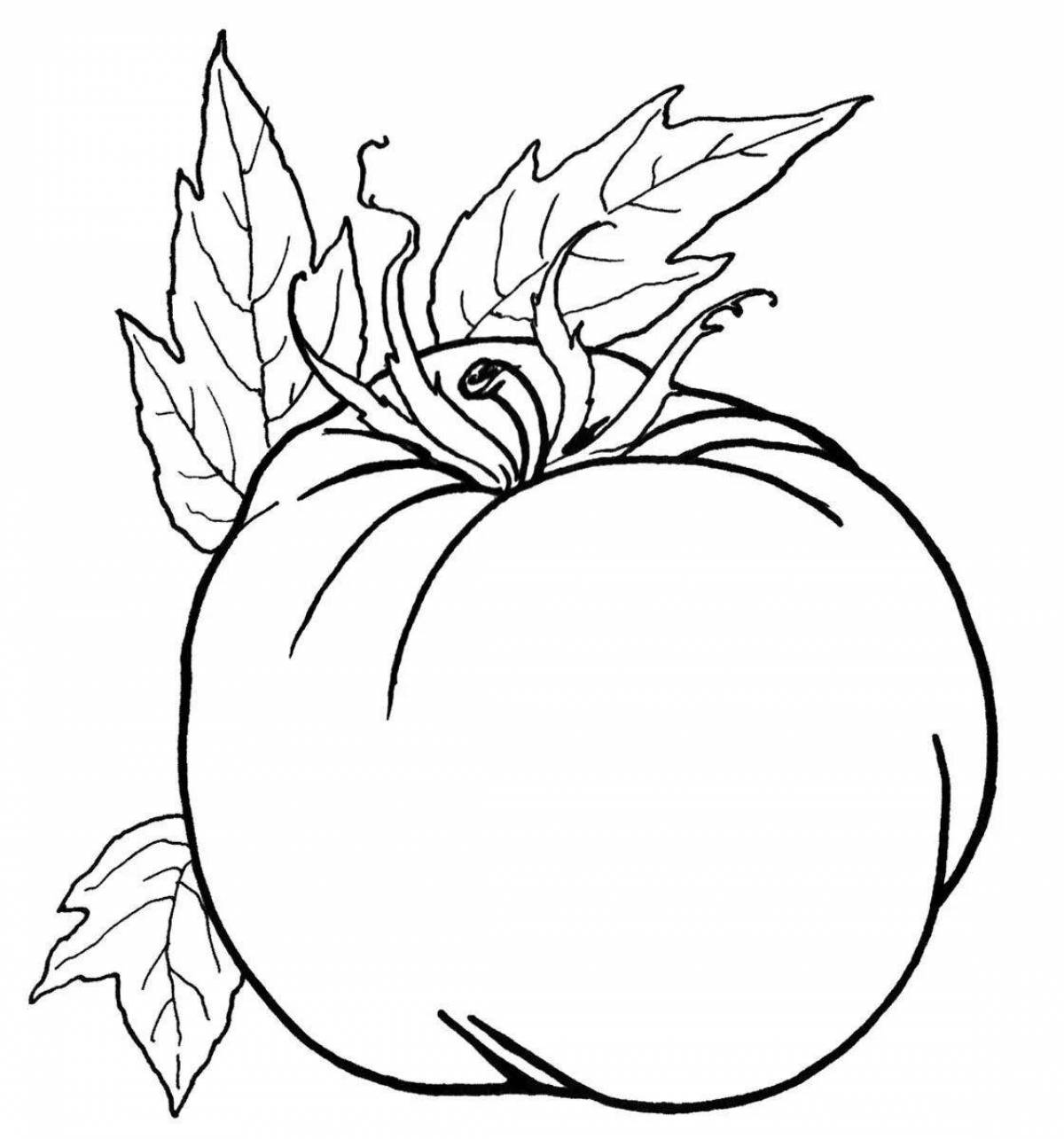 Playful tomato coloring page for 3-4 year olds