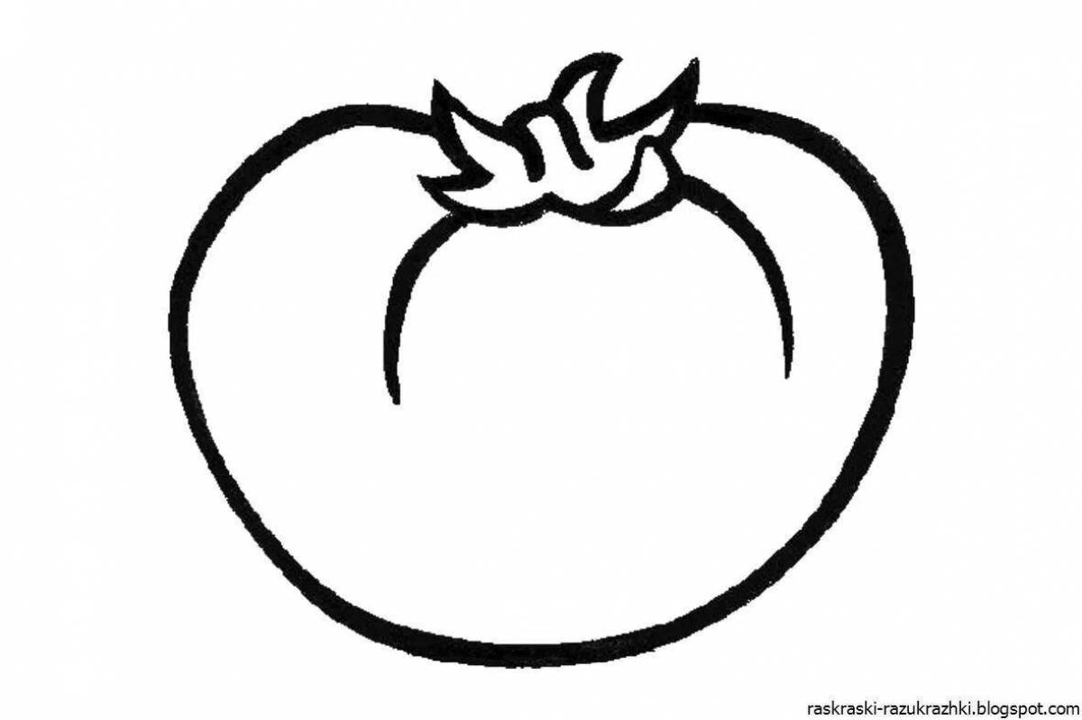 Color-mad tomato coloring page for children 3-4 years old