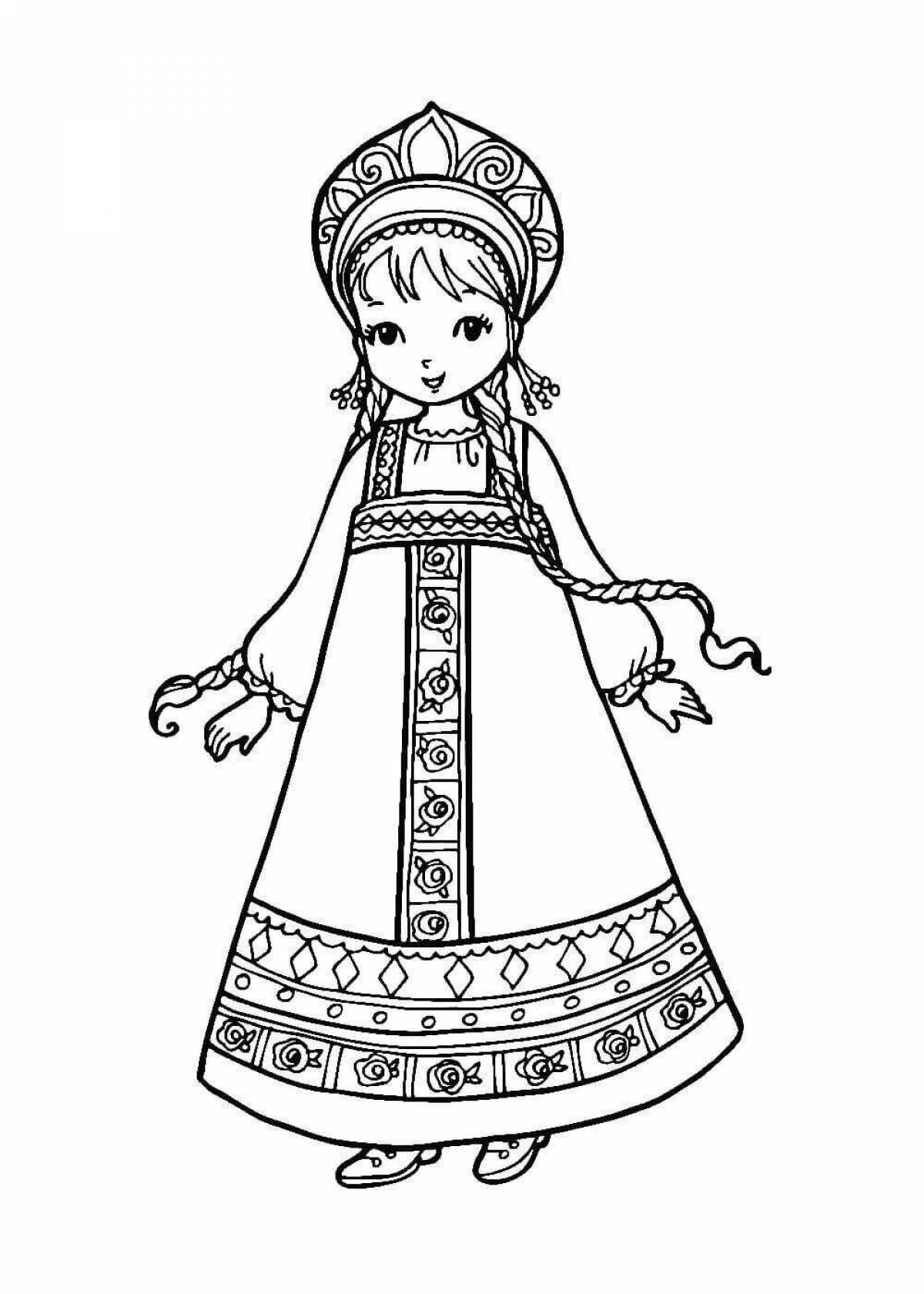 Costumes of the peoples of Russia for children for printing #8