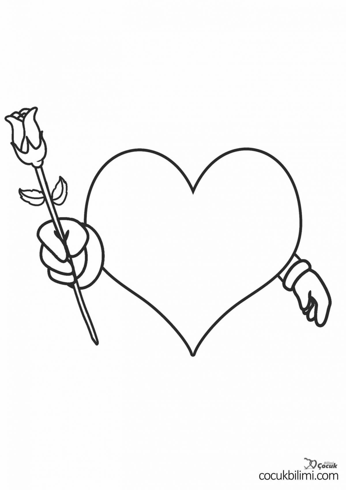 Fun coloring book with hearts for 3-4 year olds