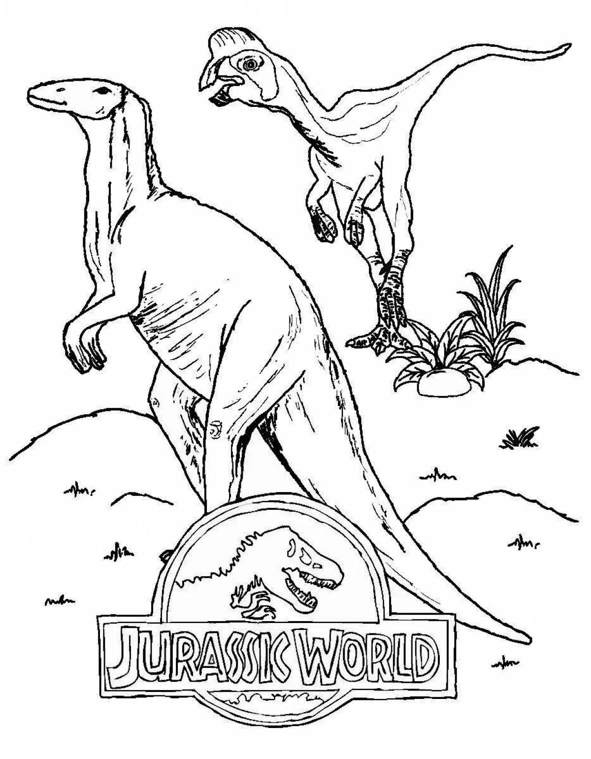 Jurassic park playful coloring page for kids