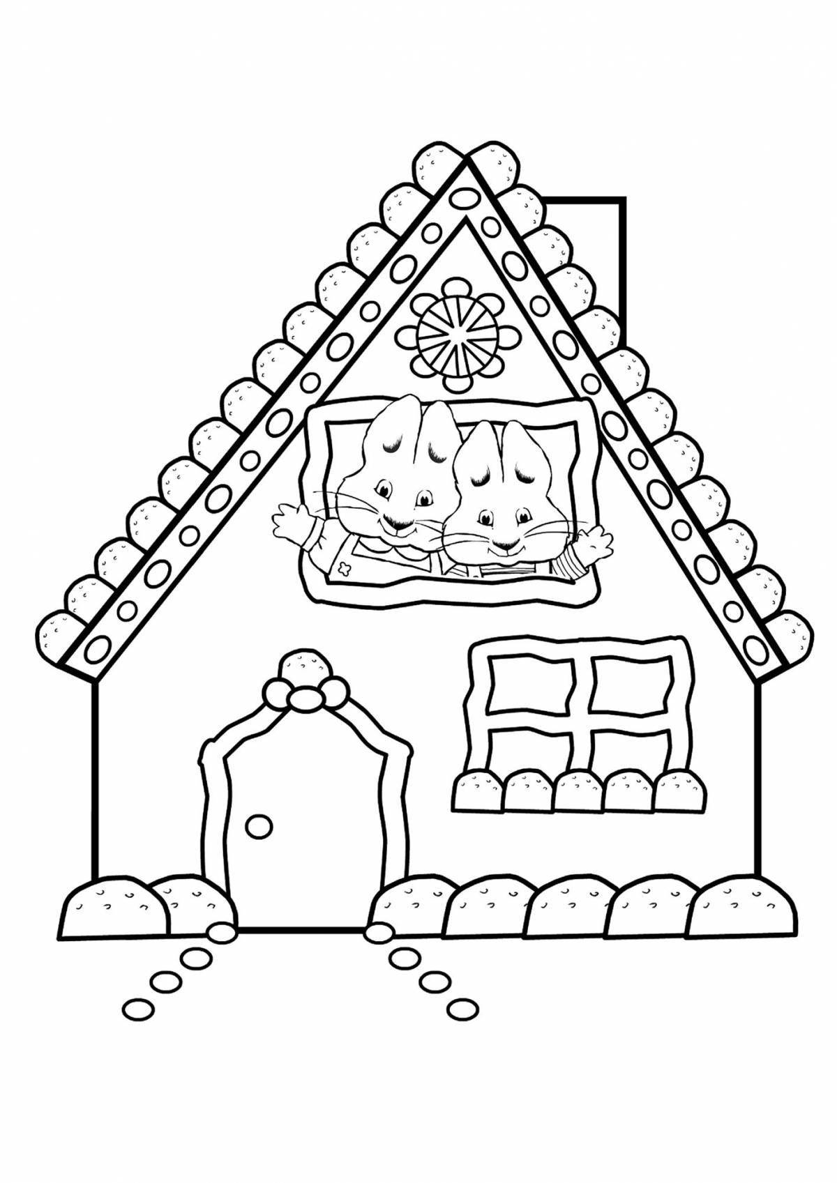 Outstanding pre-k cat house coloring page