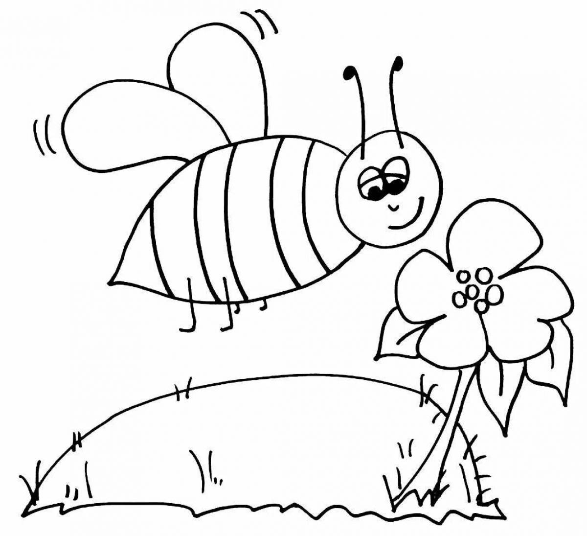 Funny bee coloring book for children 6-7 years old