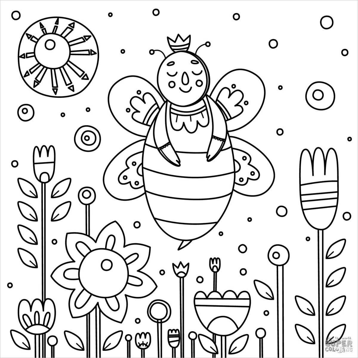 Wonderful bee coloring book for children 6-7 years old