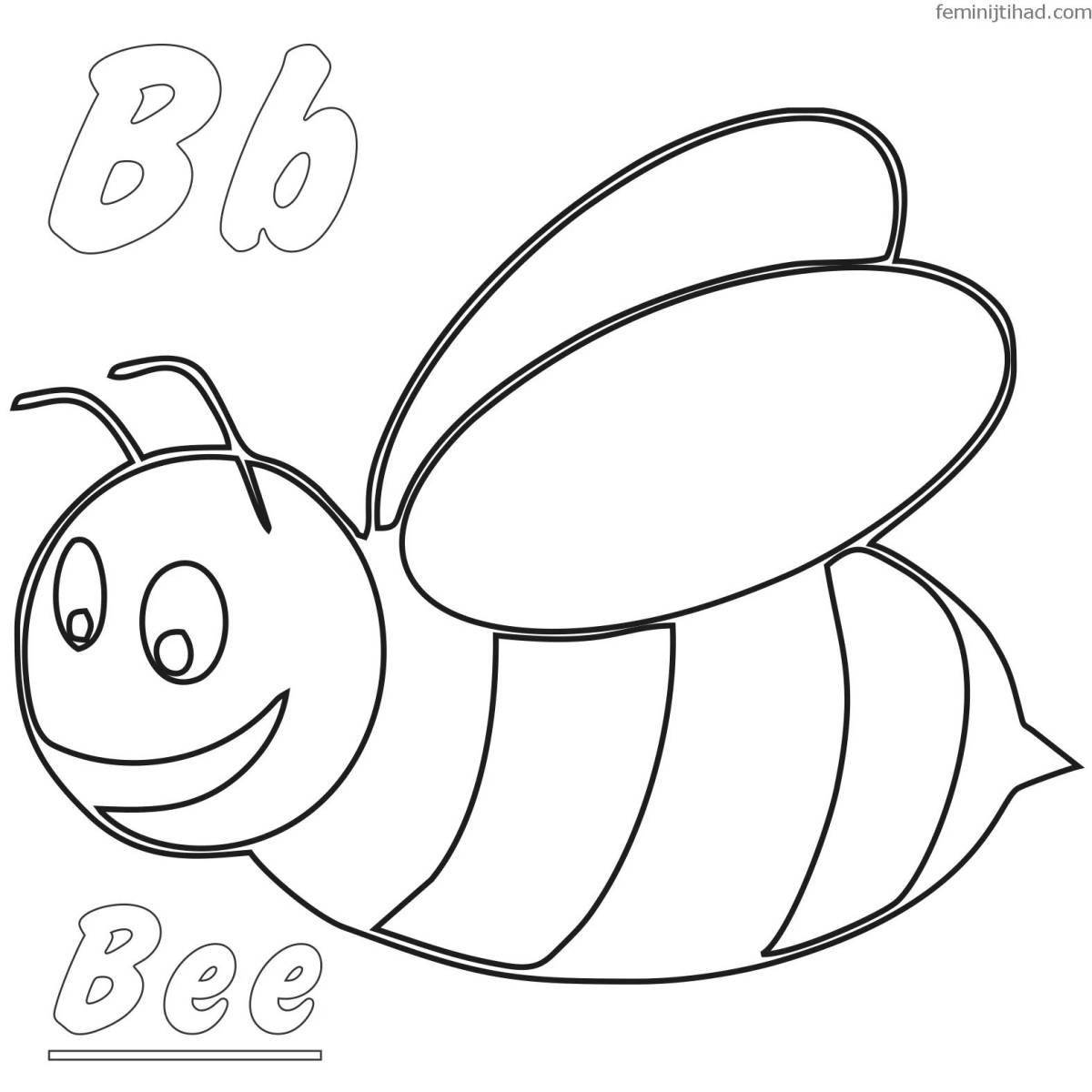 Awesome bee coloring page for 6-7 year olds