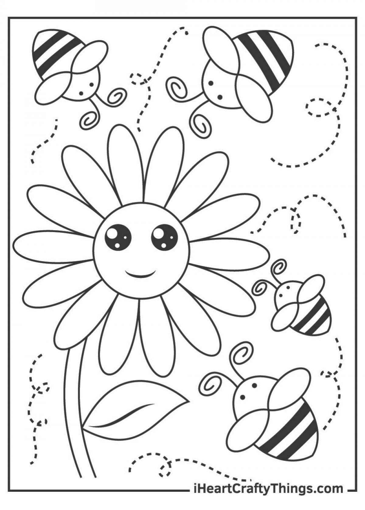 Exquisite bee coloring book for 6-7 year olds