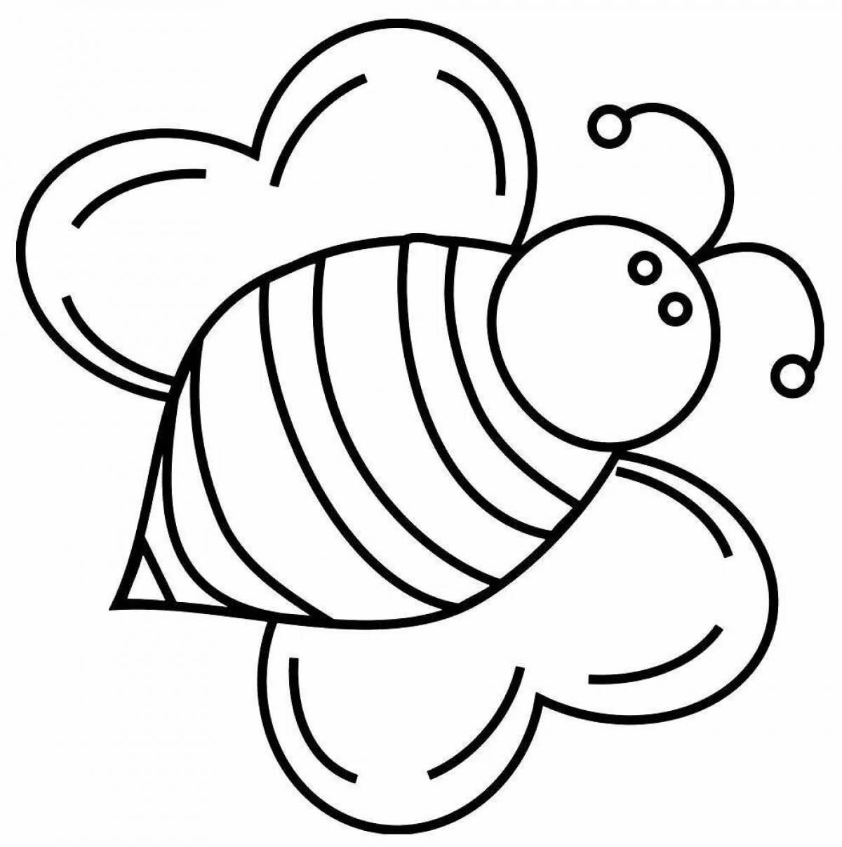 Unique bee coloring page for 6-7 year olds