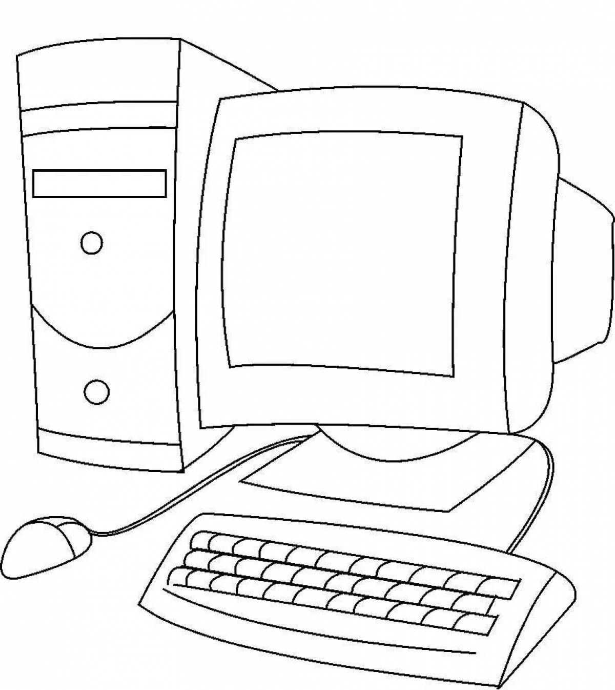 Adorable computer mouse coloring page