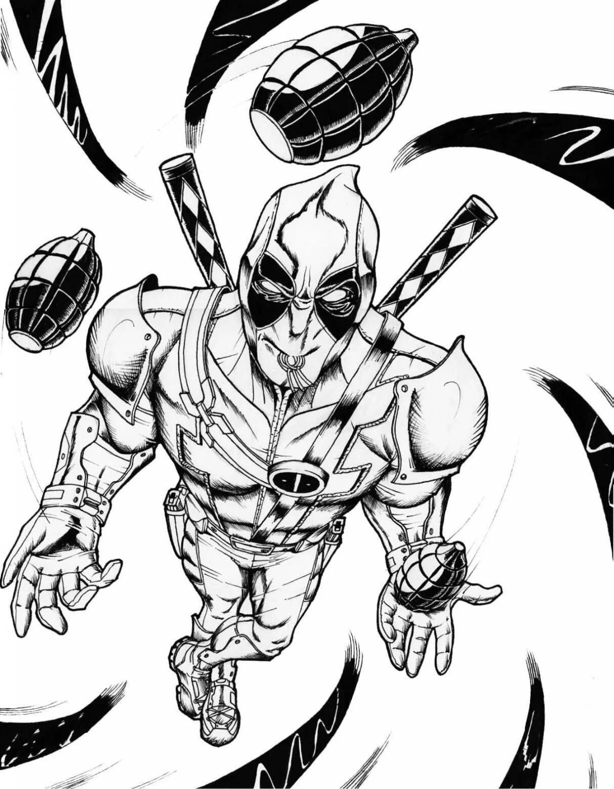 Fun coloring book of deadpool and spiderman for kids