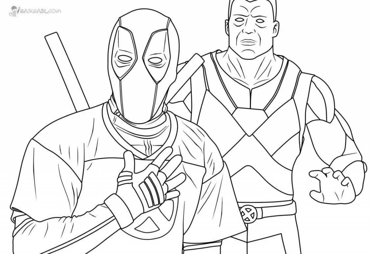 Playful deadpool and spiderman coloring pages for kids