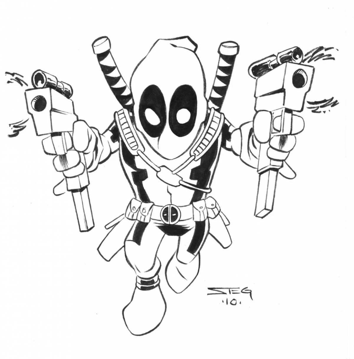 Fabulous coloring pages of deadpool and spiderman for kids
