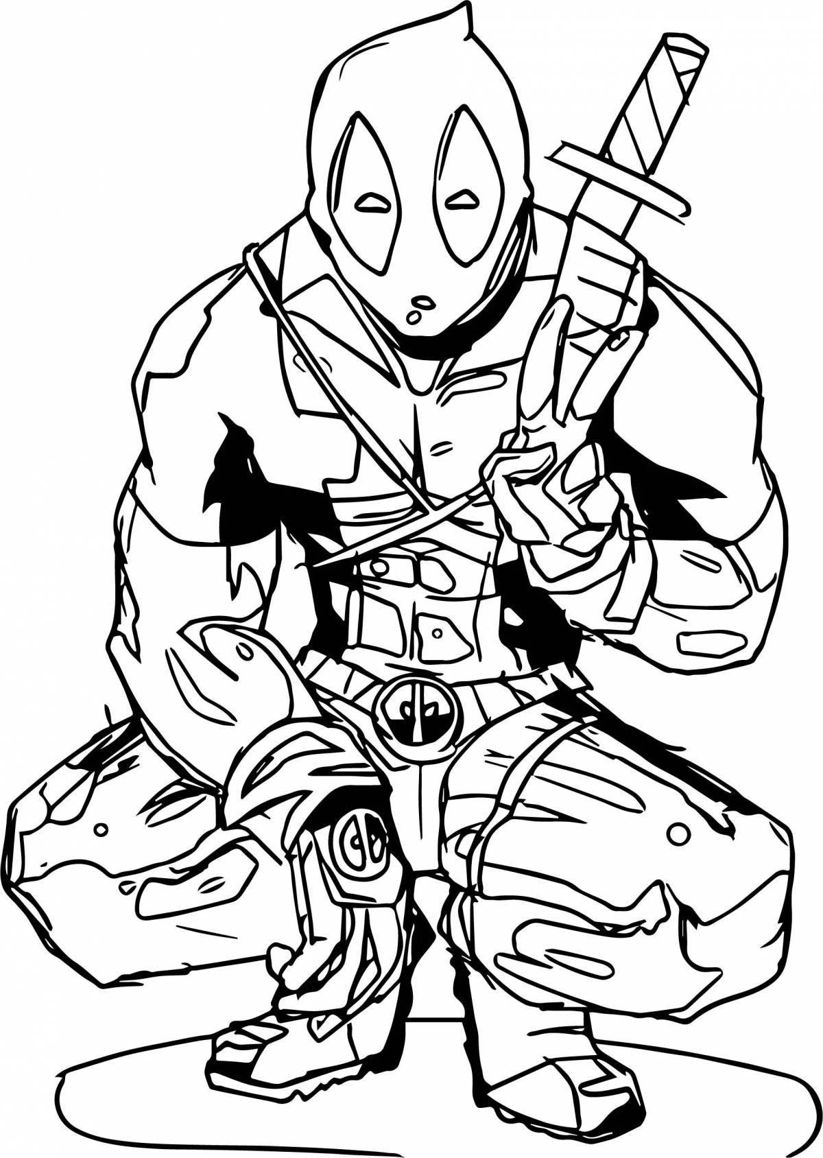 Cute deadpool and spiderman coloring pages for kids