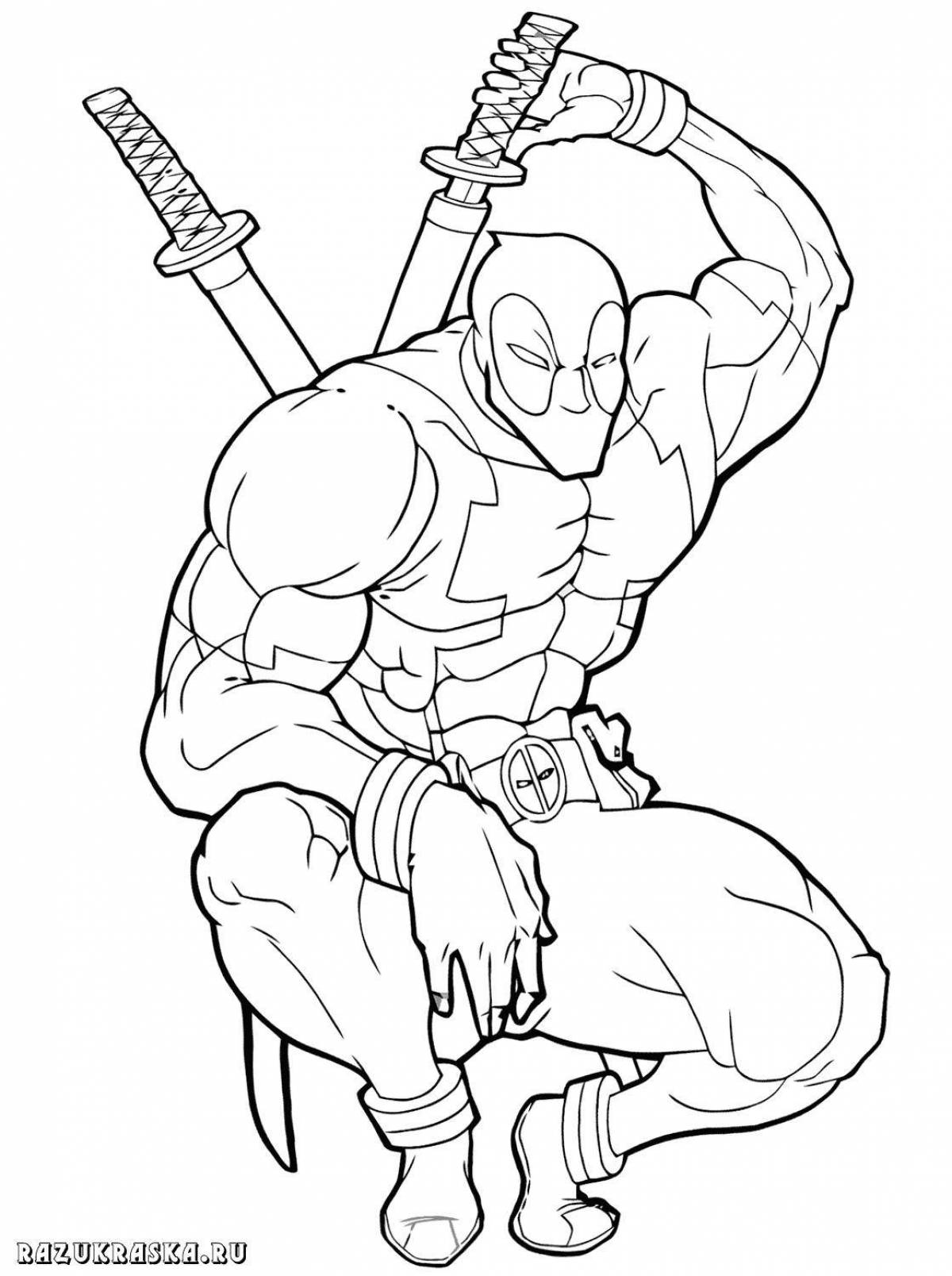 Fantastic coloring book for kids deadpool and spiderman