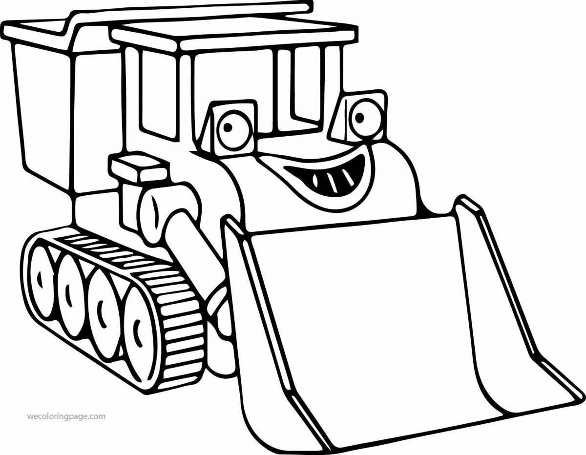 A fascinating coloring book bulldozer for children 3-4 years old