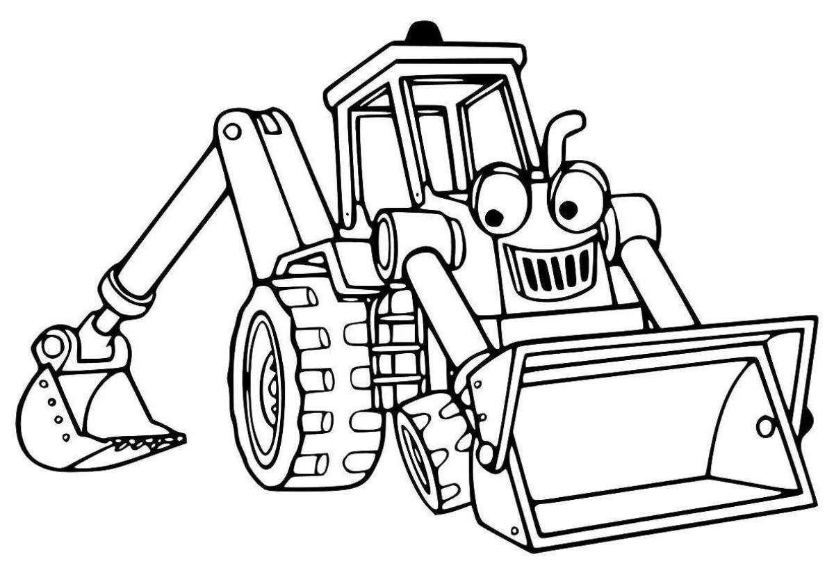 Coloring book bulldozer for kids