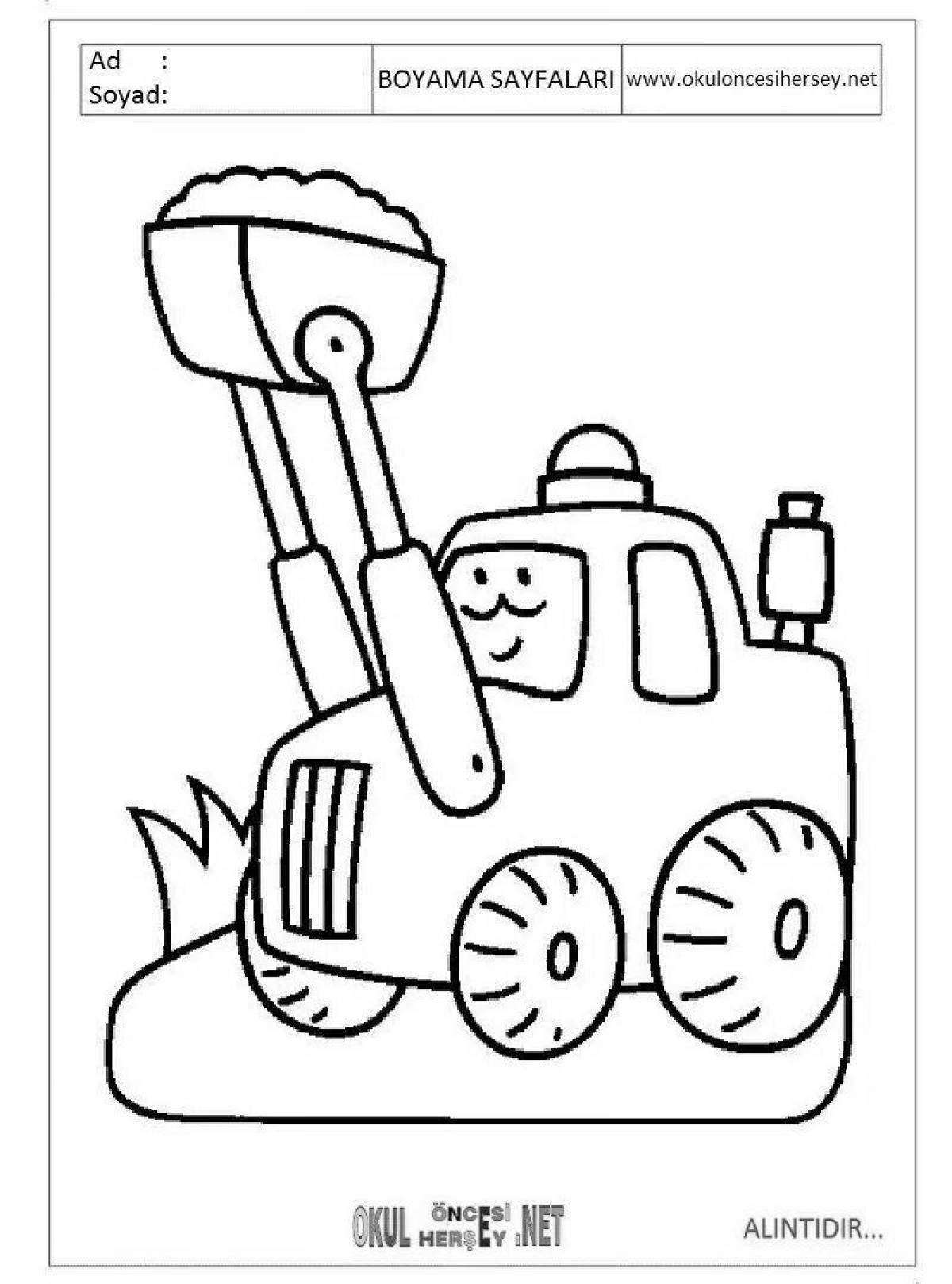 Cute bulldozer coloring book for kids