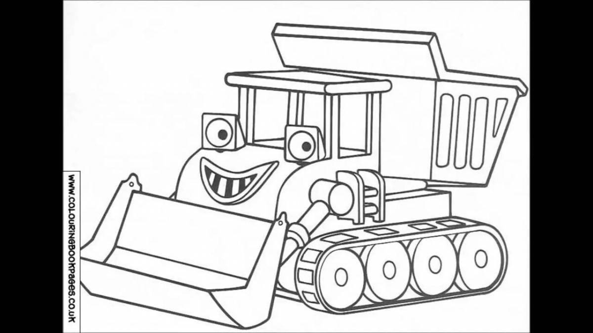 Funny bulldozer coloring book for kids