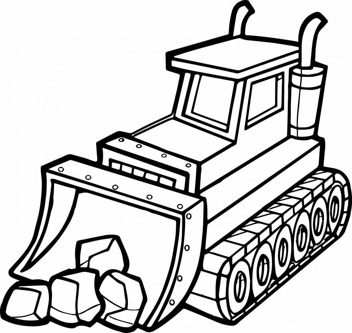 Humorous coloring book bulldozer for preschoolers
