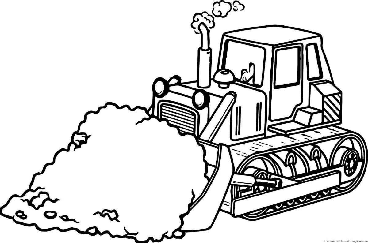 Fun coloring book bulldozer for kids