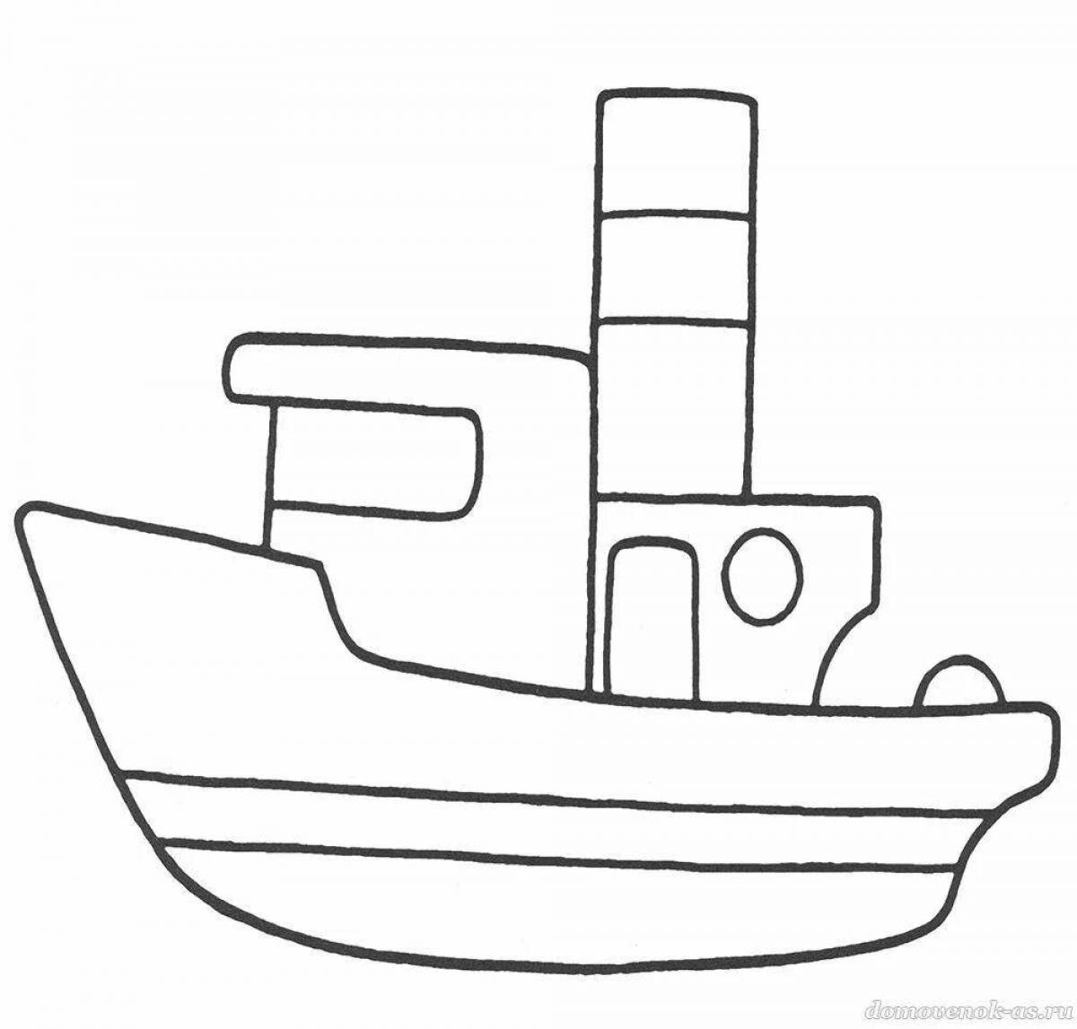 Игривая страница раскраски парохода для детей 5-6 лет