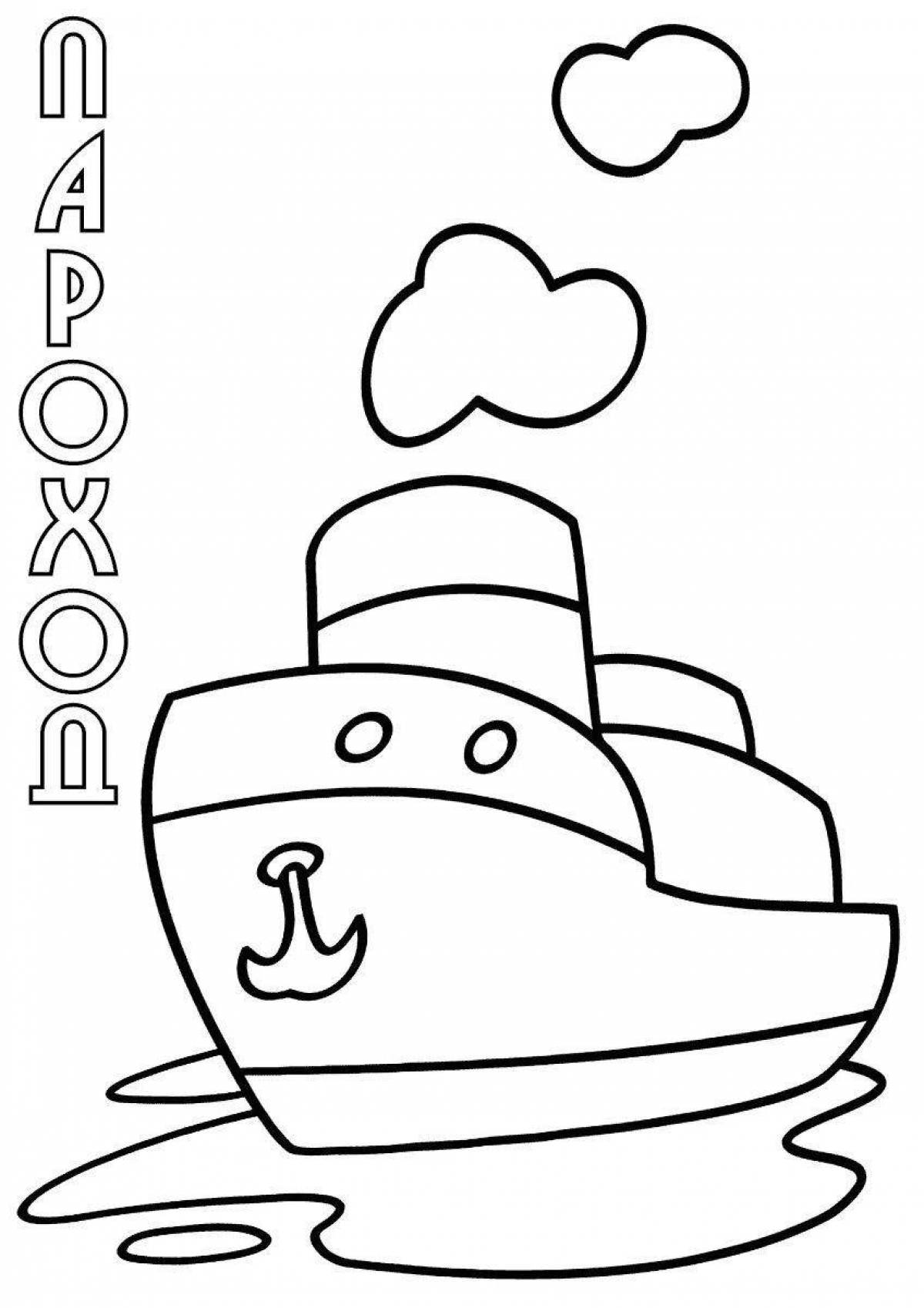 Steamboat fun coloring for kids