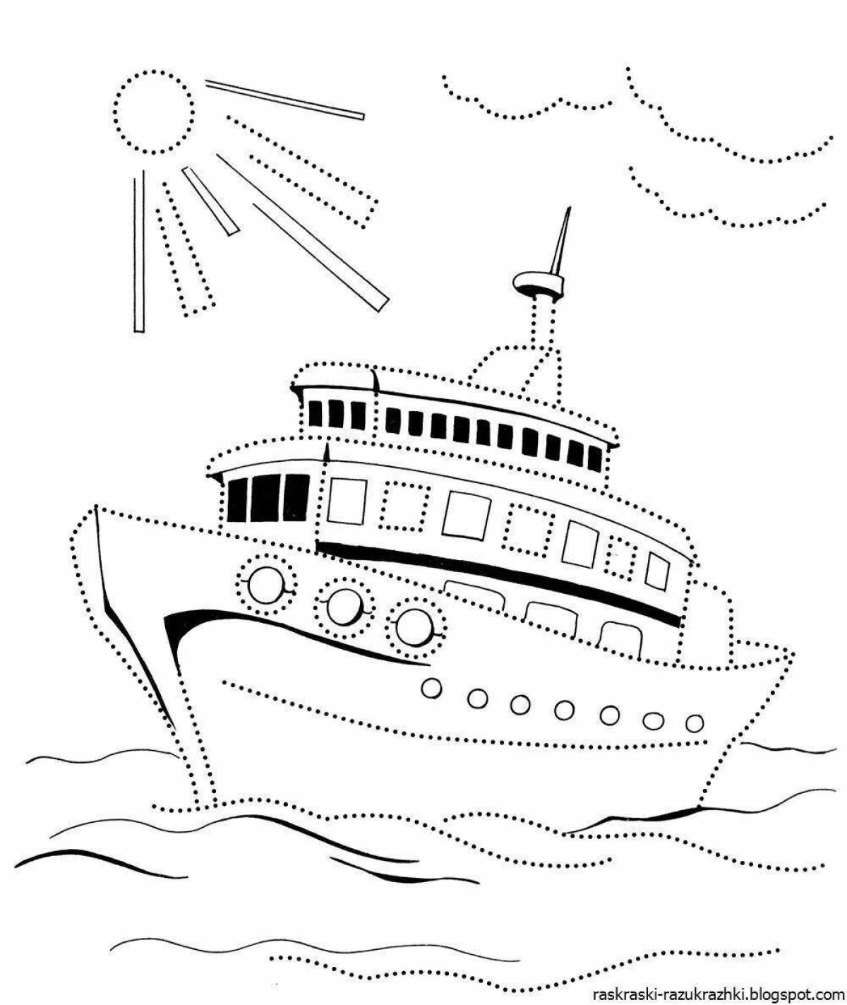 Увлекательная раскраска парохода для детей