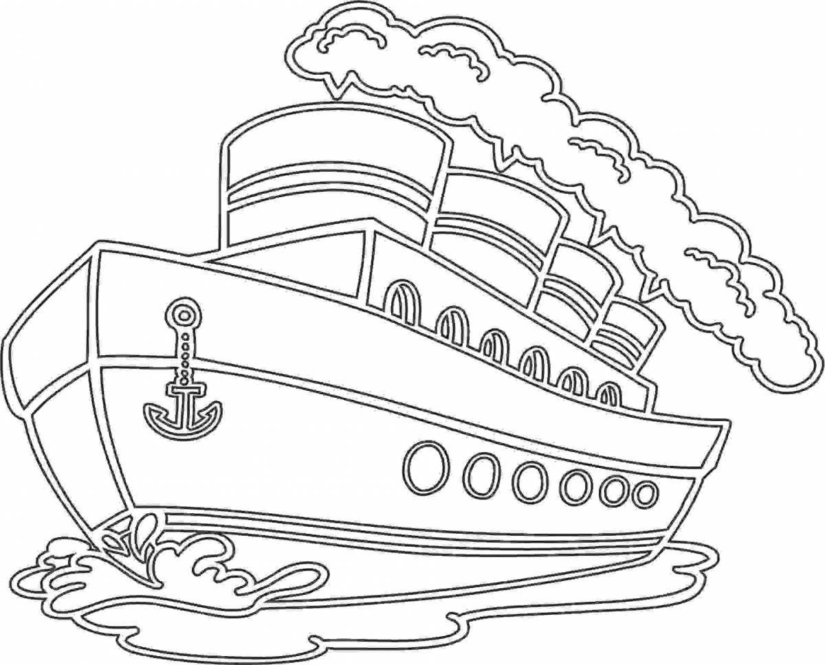 Charming boat coloring book for kids