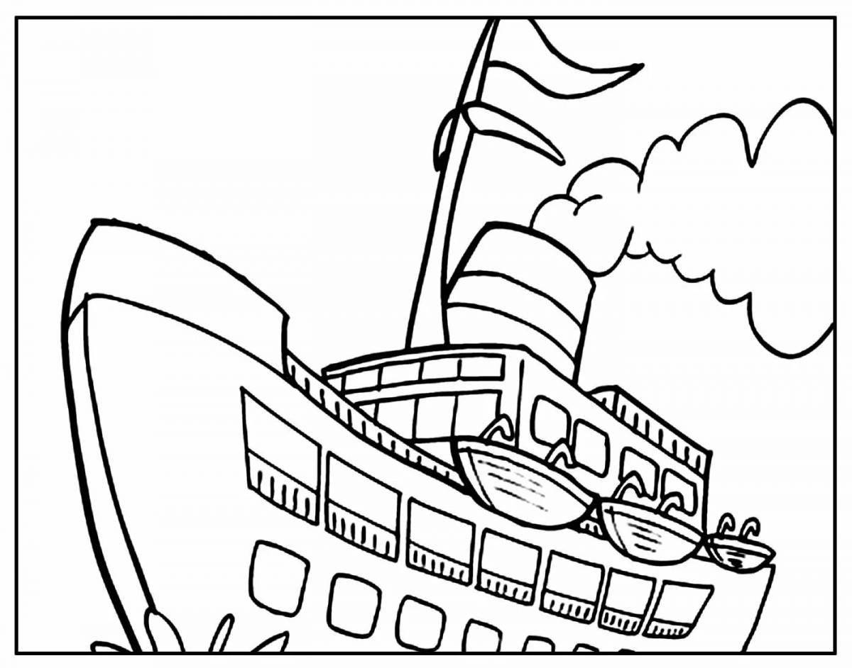 Beautiful steamship coloring page for kids