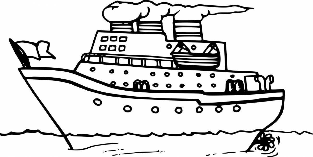 Незабываемая раскраска парохода для детей 5-6 лет