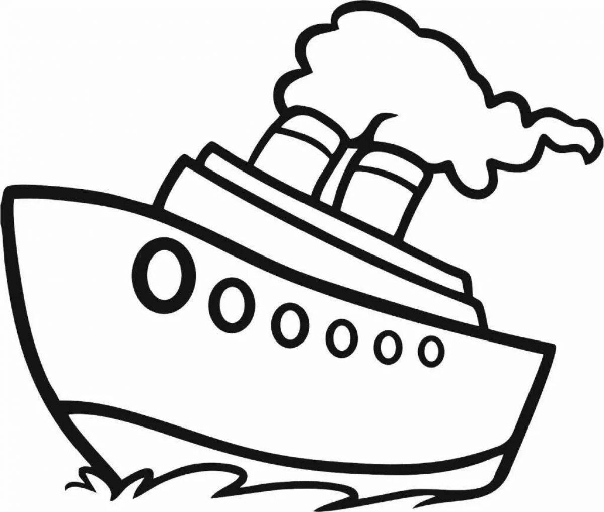 Известная страница раскраски парохода для детей 5-6 лет