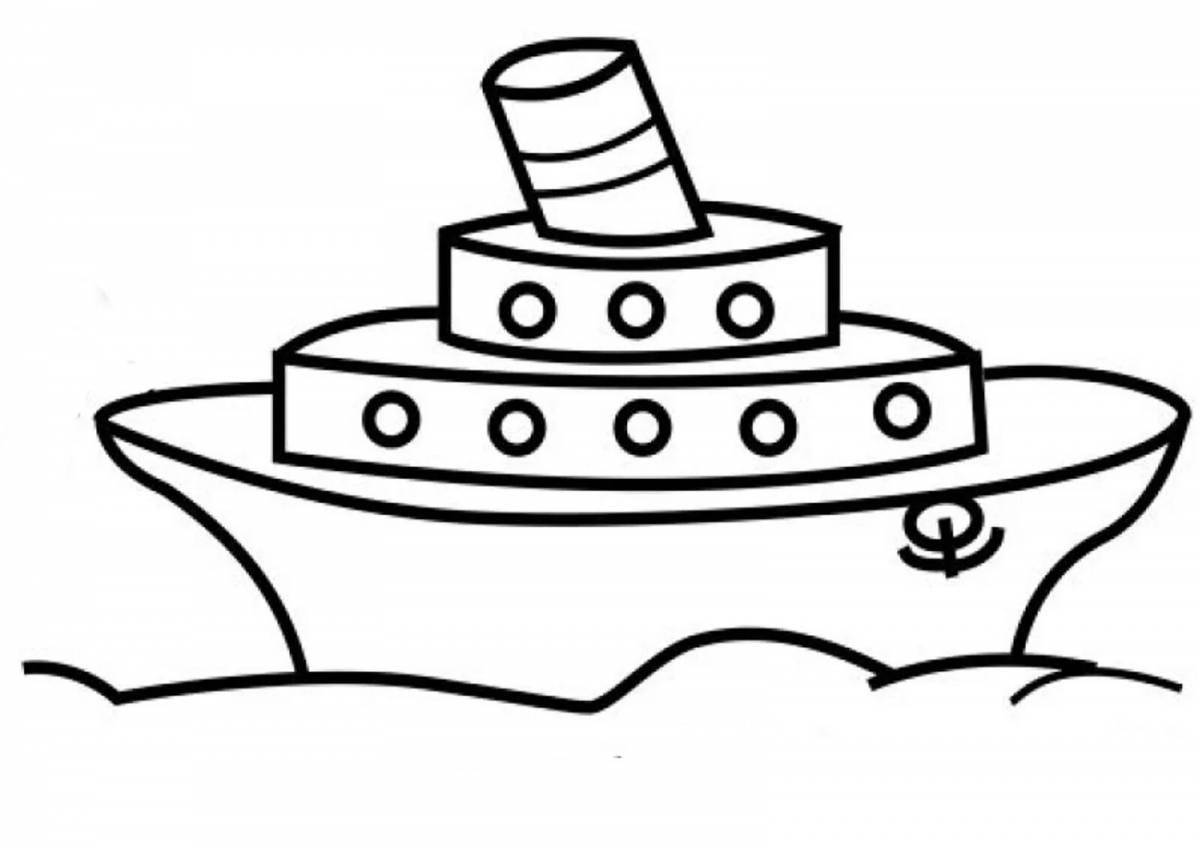 Памятная страница раскраски парохода для детей