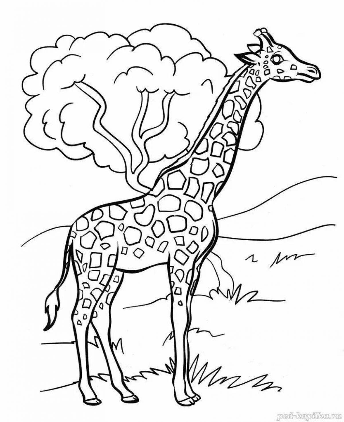 Colorful african animals coloring page for 5-7 year olds