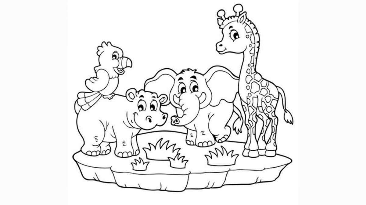Fun coloring book of African animals for children 5-7 years old