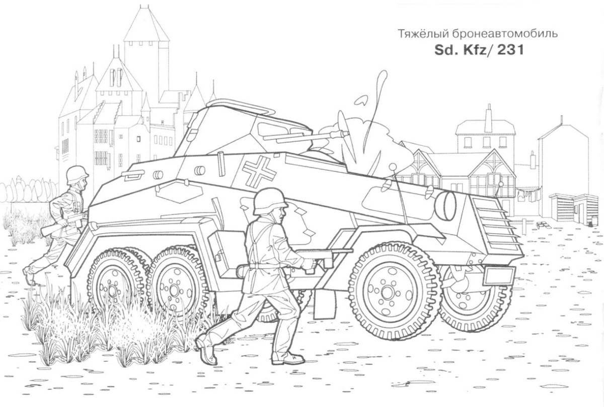 Fun coloring book about the war for children 6-7 years old