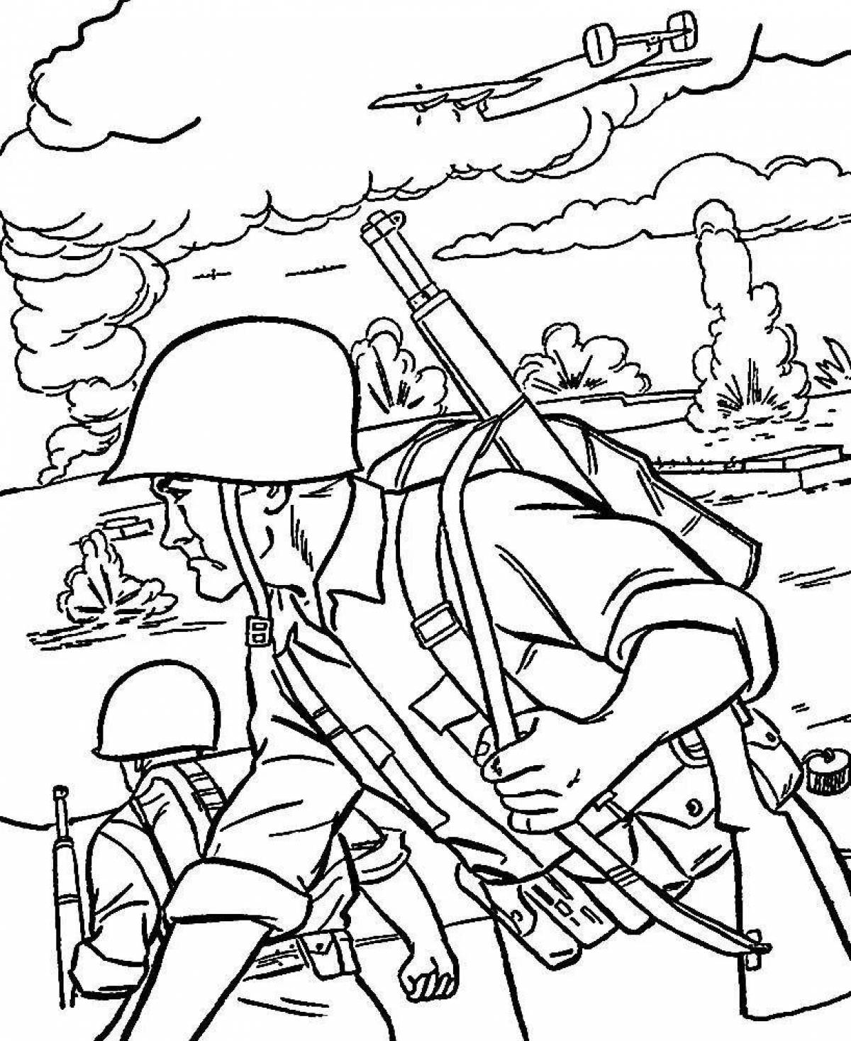 Scenic military coloring for children 6-7 years old